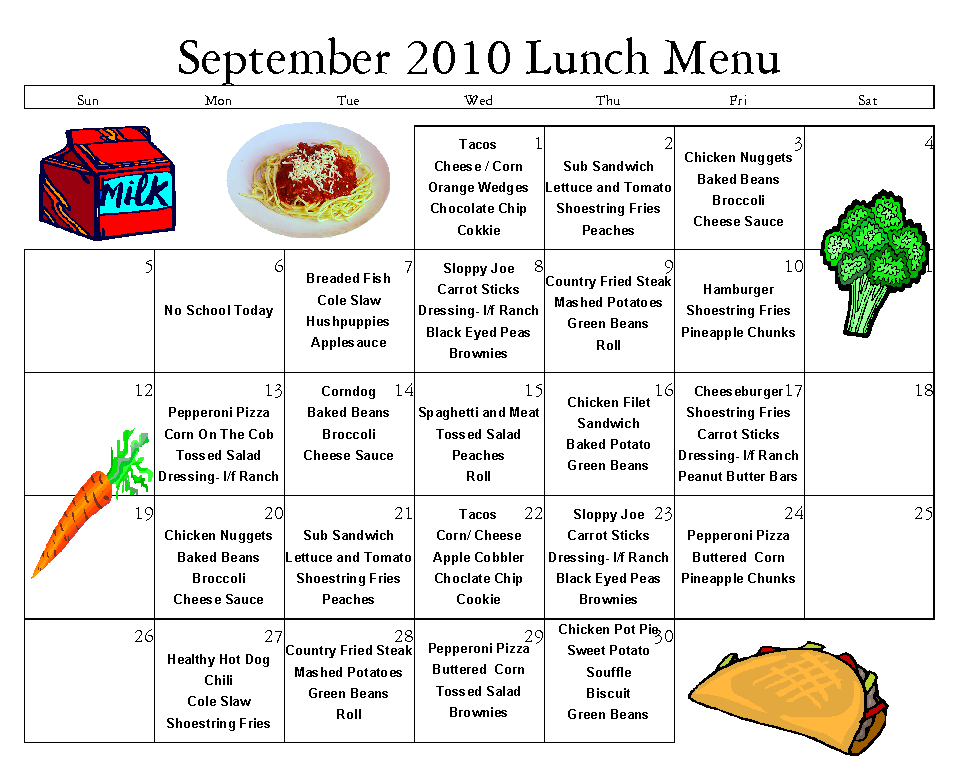 elementary lunch menu