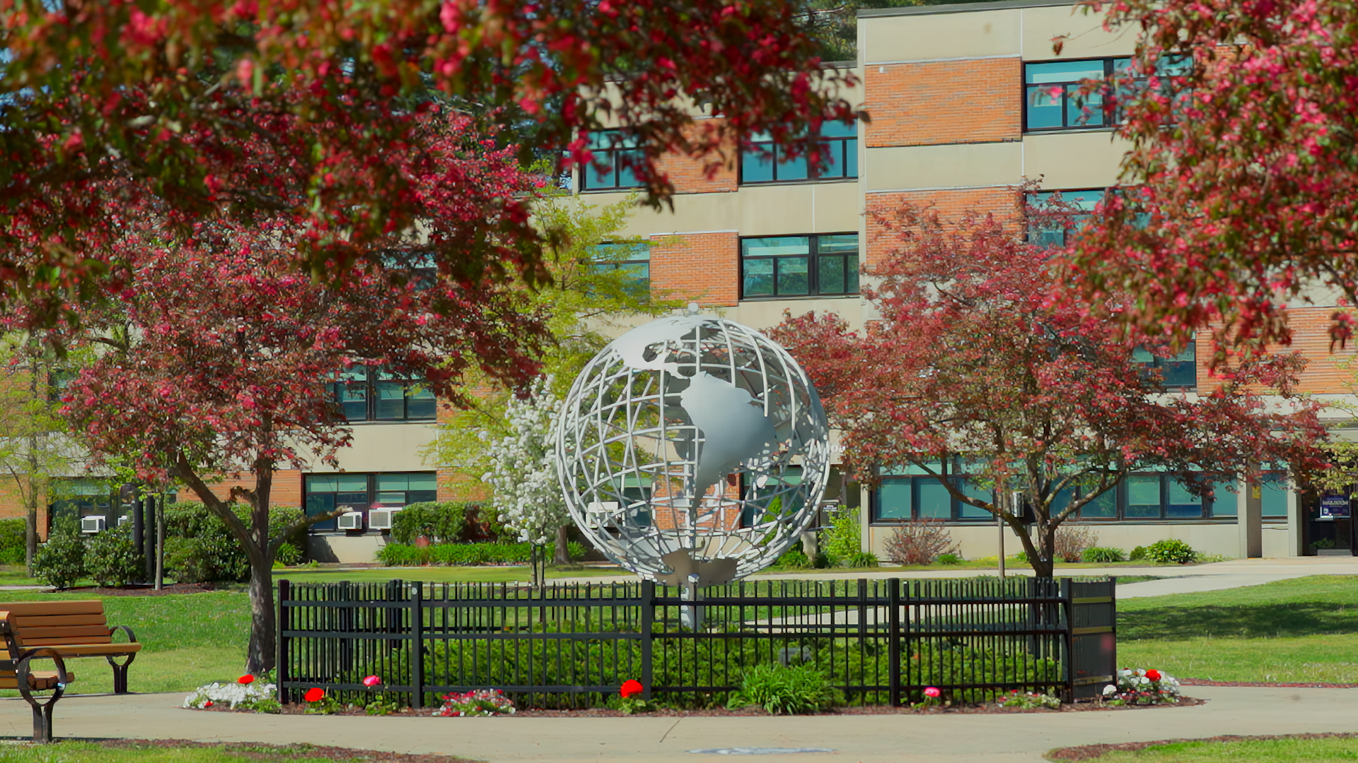 Spring campus globe hero