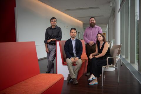 (From left) Subramanain Vaitheeswaran, Mao-Lun Weng, Jesse Johnson and Kimberly Berman make up the STEM faculty at Westfield State who are a recipients of a National Science Foundation grant, Aug 2023