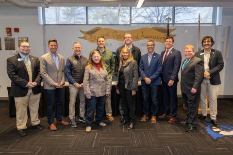 The Westfield State University Student Government Association hosts members of the Massachusets Legislature to make a presntation and give a tour to illustrate how badly state funds are needed to update aging infrastructure on campus.