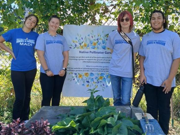 Honors students volunteering at Grandmothers' Garden day of service.
