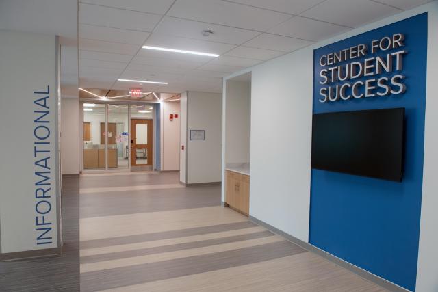 Center for Student Success Sign in Parenzo hallway.