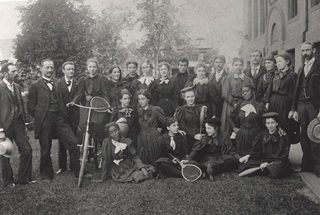 Euphoria Student outing club 1886. Lewis Allyn is in the middle of the back row in the turtle neck sweater.